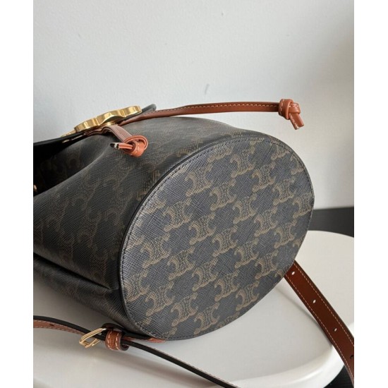 Replica perfetta Zaino Celine Celine Bonnie Triomphe Canvas Coffee Imitazione Outlet Online