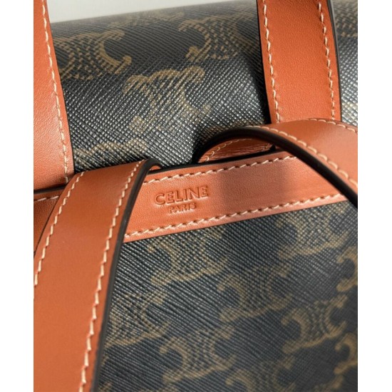 Replica perfetta Zaino Celine Celine Bonnie Triomphe Canvas Coffee Imitazione Outlet Online