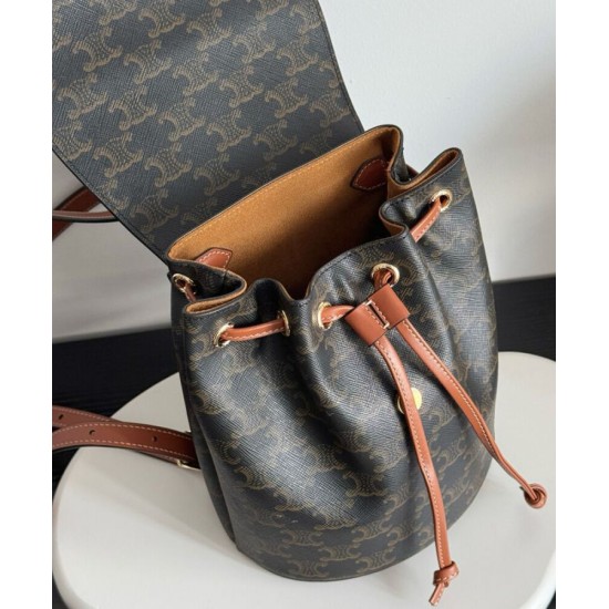 Replica perfetta Zaino Celine Celine Bonnie Triomphe Canvas Coffee Imitazione Outlet Online