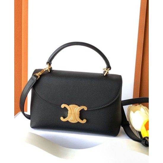 Replica perfetta Borsa Celine Teen Nino Shiny Vitello Nero Imitazione Outlet Online