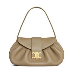 Migliore Repliche Celine Borsa Polly media Pelle di vitello morbida cachi Economiche Outlet Online