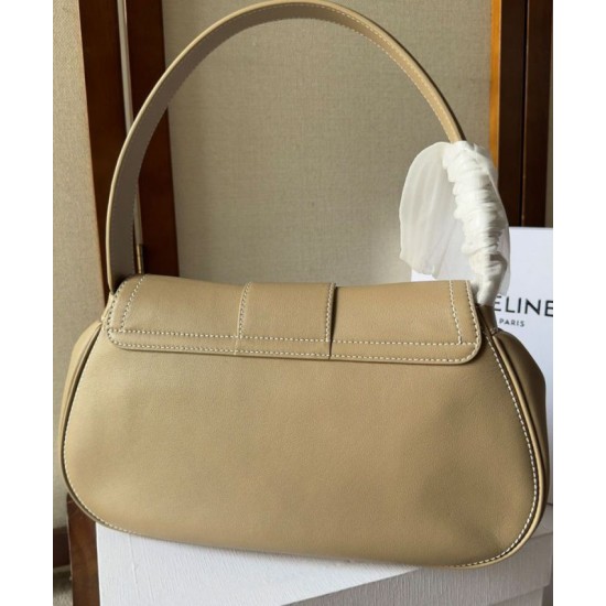 Migliore Repliche Celine Borsa Polly media Pelle di vitello morbida cachi Economiche Outlet Online