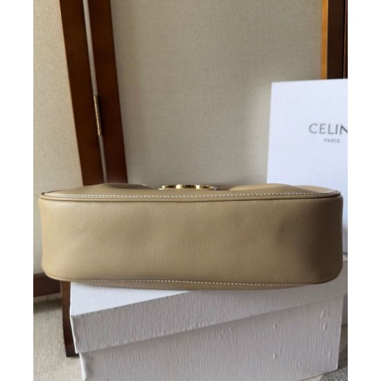 Migliore Repliche Celine Borsa Polly media Pelle di vitello morbida cachi Economiche Outlet Online