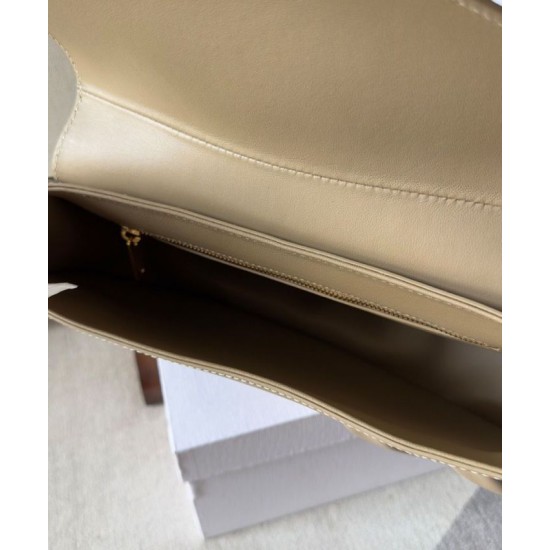 Migliore Repliche Celine Borsa Polly media Pelle di vitello morbida cachi Economiche Outlet Online