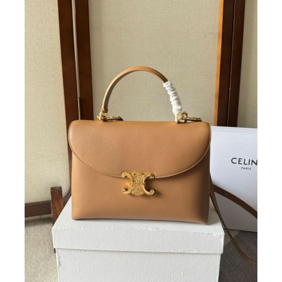 Miglior Falso Celine Borsa Nino media Pelle di vitello morbida albicocca Economiche Premium