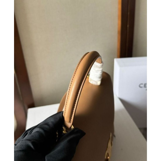 Miglior Falso Celine Borsa Nino media Pelle di vitello morbida albicocca Economiche Premium