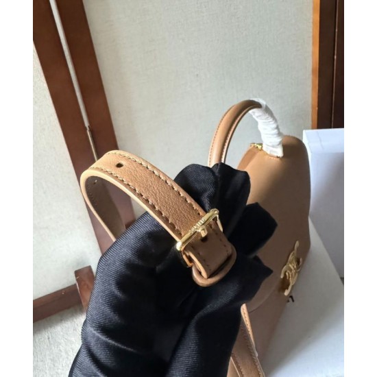 Miglior Falso Celine Borsa Nino media Pelle di vitello morbida albicocca Economiche Premium