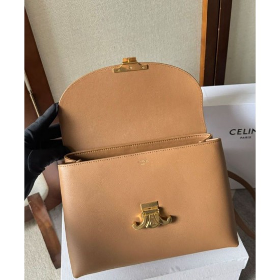 Miglior Falso Celine Borsa Nino media Pelle di vitello morbida albicocca Economiche Premium