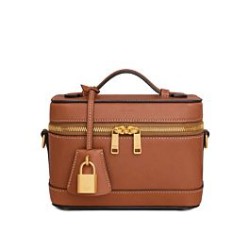 Miglior Falso Celine Vanity Bag Pelle di vitello naturale Caffè Economiche Premium