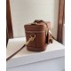 Miglior Falso Celine Vanity Bag Pelle di vitello naturale Caffè Economiche Premium