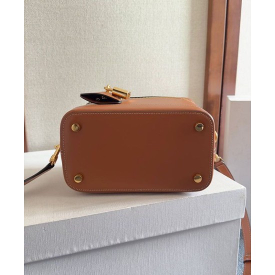 Miglior Falso Celine Vanity Bag Pelle di vitello naturale Caffè Economiche Premium