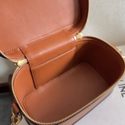 Miglior Falso Celine Vanity Bag Pelle di vitello naturale Caffè Economiche Premium