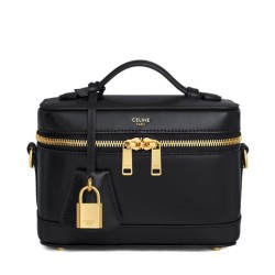 Replica perfetta Celine Borsa da toeletta Pelle di vitello naturale nera Imitazione Outlet Online