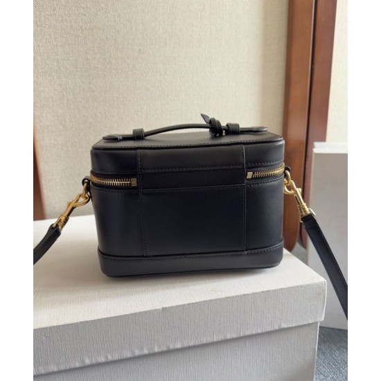 Replica perfetta Celine Borsa da toeletta Pelle di vitello naturale nera Imitazione Outlet Online