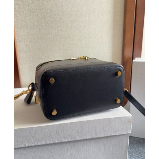 Replica perfetta Celine Borsa da toeletta Pelle di vitello naturale nera Imitazione Outlet Online