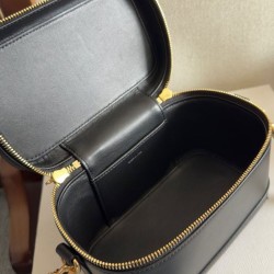 Replica perfetta Celine Borsa da toeletta Pelle di vitello naturale nera Imitazione Outlet Online