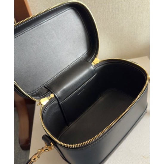 Replica perfetta Celine Borsa da toeletta Pelle di vitello naturale nera Imitazione Outlet Online
