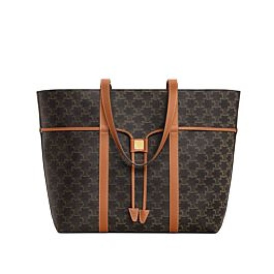 Perfette Qualità Repliche Borsa con coulisse Celine Cabas Triomphe Caffè Imitazione