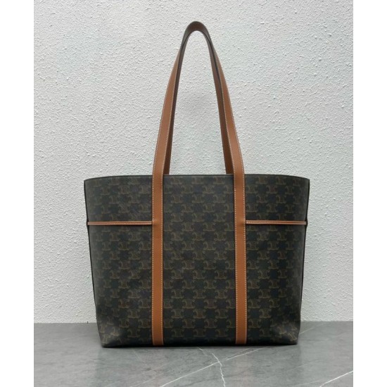 Perfette Qualità Repliche Borsa con coulisse Celine Cabas Triomphe Caffè Imitazione
