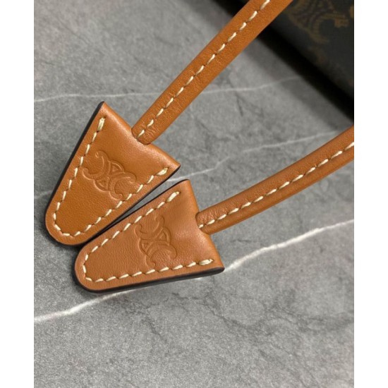 Perfette Qualità Repliche Borsa con coulisse Celine Cabas Triomphe Caffè Imitazione