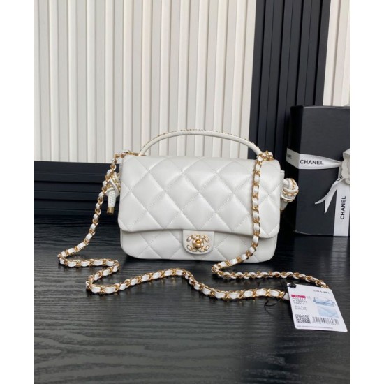 Replica perfetta Borsa Chanel Flap con manico superiore AS5317 Crema Imitazione Outlet Online