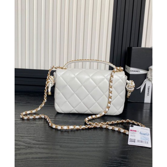 Replica perfetta Borsa Chanel Flap con manico superiore AS5317 Crema Imitazione Outlet Online