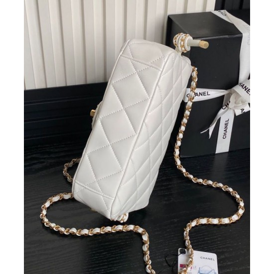 Replica perfetta Borsa Chanel Flap con manico superiore AS5317 Crema Imitazione Outlet Online