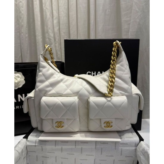 Perfette Qualità Repliche Borsa Chanel Maxi Hobo AS5302 Crema Imitazione