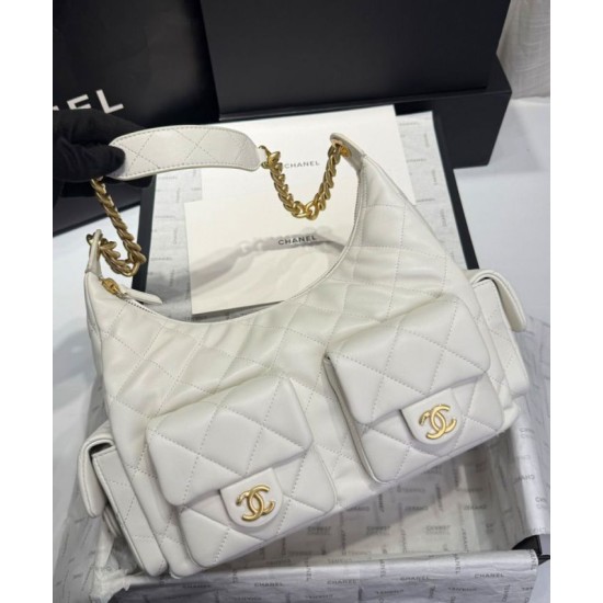 Perfette Qualità Repliche Borsa Chanel Maxi Hobo AS5302 Crema Imitazione