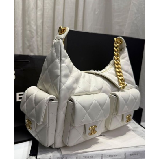 Perfette Qualità Repliche Borsa Chanel Maxi Hobo AS5302 Crema Imitazione