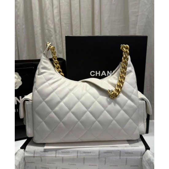 Perfette Qualità Repliche Borsa Chanel Maxi Hobo AS5302 Crema Imitazione