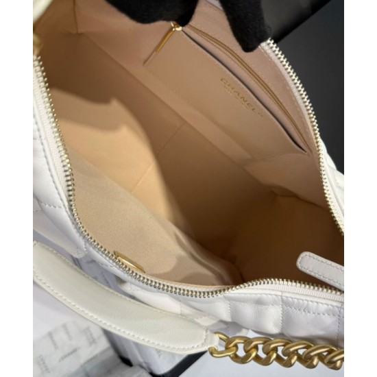 Perfette Qualità Repliche Borsa Chanel Maxi Hobo AS5302 Crema Imitazione