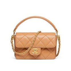 Replica perfetta Borsa Chanel Mini Flap con manico superiore AS5164 Caffè chiaro Imitazione Outlet Online