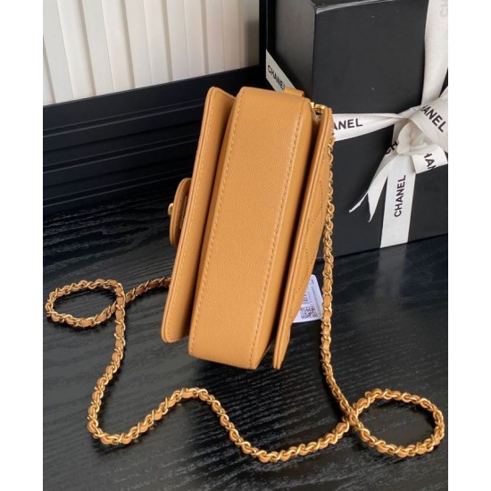 Replica perfetta Borsa Chanel Mini Flap con manico superiore AS5164 Caffè chiaro Imitazione Outlet Online