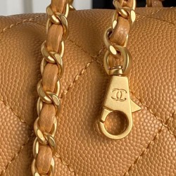 Replica perfetta Borsa Chanel Mini Flap con manico superiore AS5164 Caffè chiaro Imitazione Outlet Online