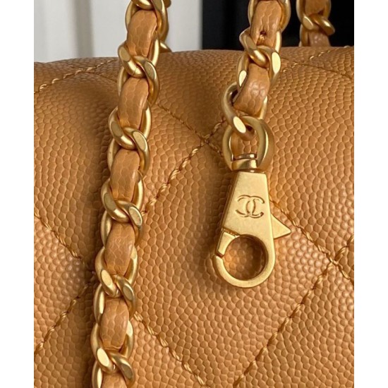 Replica perfetta Borsa Chanel Mini Flap con manico superiore AS5164 Caffè chiaro Imitazione Outlet Online