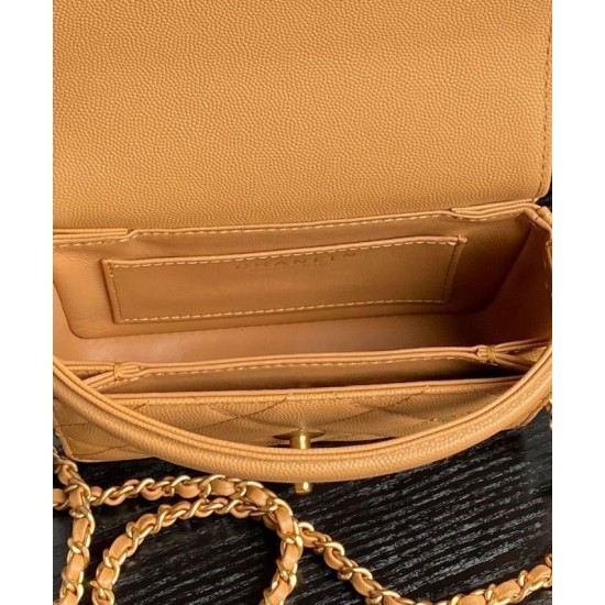 Replica perfetta Borsa Chanel Mini Flap con manico superiore AS5164 Caffè chiaro Imitazione Outlet Online