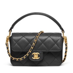Perfette Qualità Repliche Borsa Chanel Mini Flap con manico superiore AS5164 Nero Imitazione