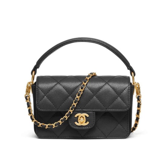 Perfette Qualità Repliche Borsa Chanel Mini Flap con manico superiore AS5164 Nero Imitazione