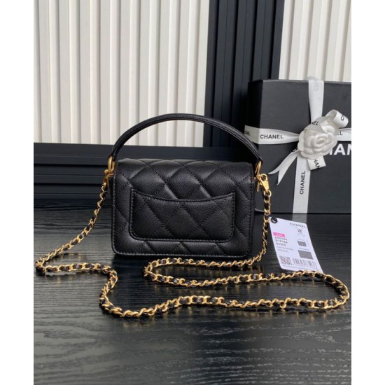 Perfette Qualità Repliche Borsa Chanel Mini Flap con manico superiore AS5164 Nero Imitazione