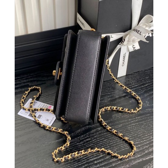 Perfette Qualità Repliche Borsa Chanel Mini Flap con manico superiore AS5164 Nero Imitazione