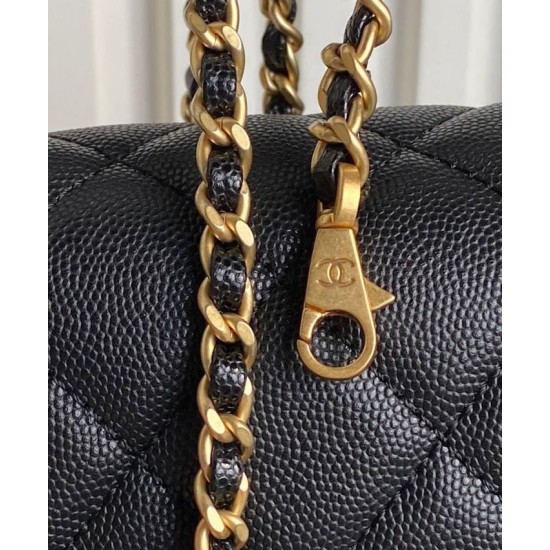 Perfette Qualità Repliche Borsa Chanel Mini Flap con manico superiore AS5164 Nero Imitazione