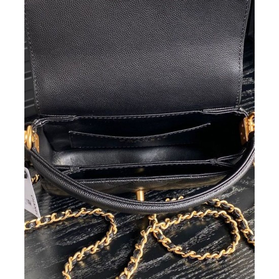 Perfette Qualità Repliche Borsa Chanel Mini Flap con manico superiore AS5164 Nero Imitazione