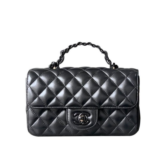 Replica perfetta Borsa Chanel Mini Flap con manico superiore AS5243 Nero Imitazione Outlet Online