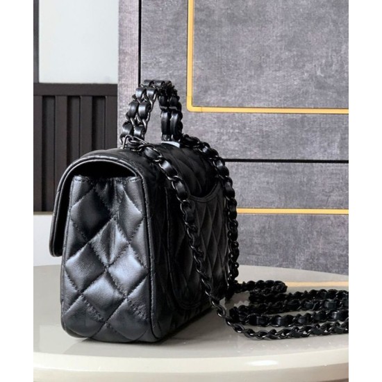 Replica perfetta Borsa Chanel Mini Flap con manico superiore AS5243 Nero Imitazione Outlet Online