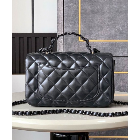 Replica perfetta Borsa Chanel Mini Flap con manico superiore AS5243 Nero Imitazione Outlet Online