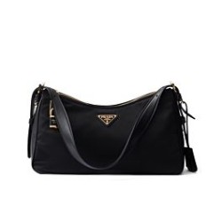 Miglior Falso Borsa a tracolla grande Prada Aimee Re-Nylon con lucchetto 1BC232 Nero Economiche Premium