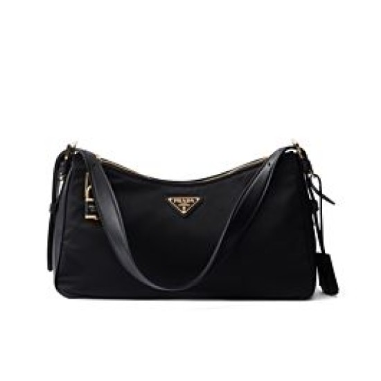Repliche Borsa a tracolla grande Prada Aimee Re-Nylon con lucchetto 1BC232 Nero Imitazioni Premium Miglior Falso Borsa a tracolla grande Prada Aimee Re-Nylon con lucchetto 1BC232 Nero Economiche Premium