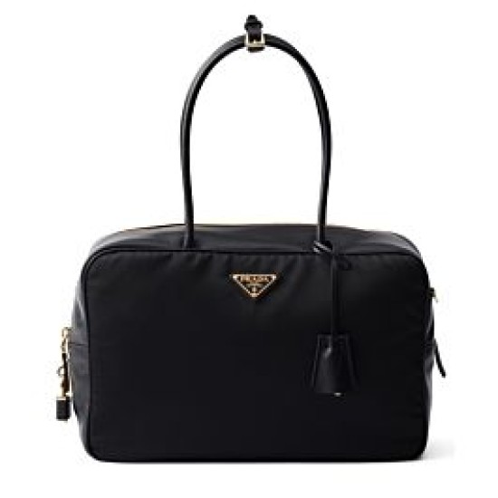 Replica perfetta Borsa grande Prada Re-Nylon con manico superiore e lucchetto 1BB131 Nero Imitazione Outlet Online