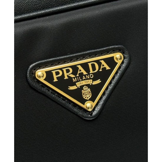 Replica perfetta Borsa grande Prada Re-Nylon con manico superiore e lucchetto 1BB131 Nero Imitazione Outlet Online